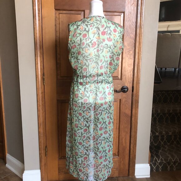 Like New Lauren Conrad One Size Sleeveless Mint Green Floral Wrap / Coverup - Picture 3 of 7